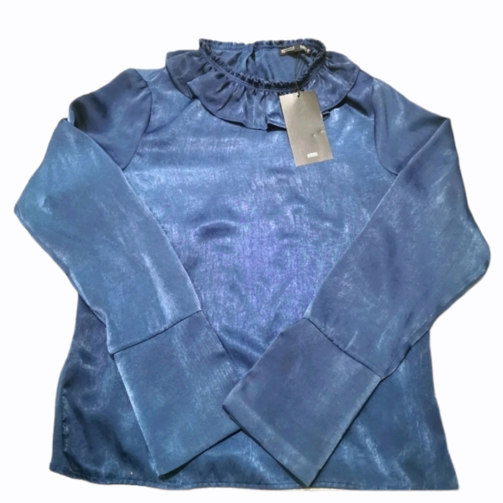 Zara collection long sleeve ruffle top blouse
